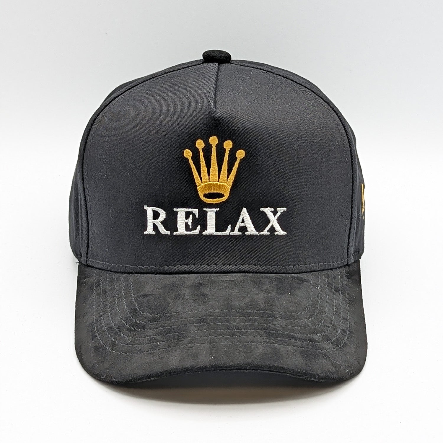 BLACK CAP COTTON/POLY CROWN, SUEDE BRIM