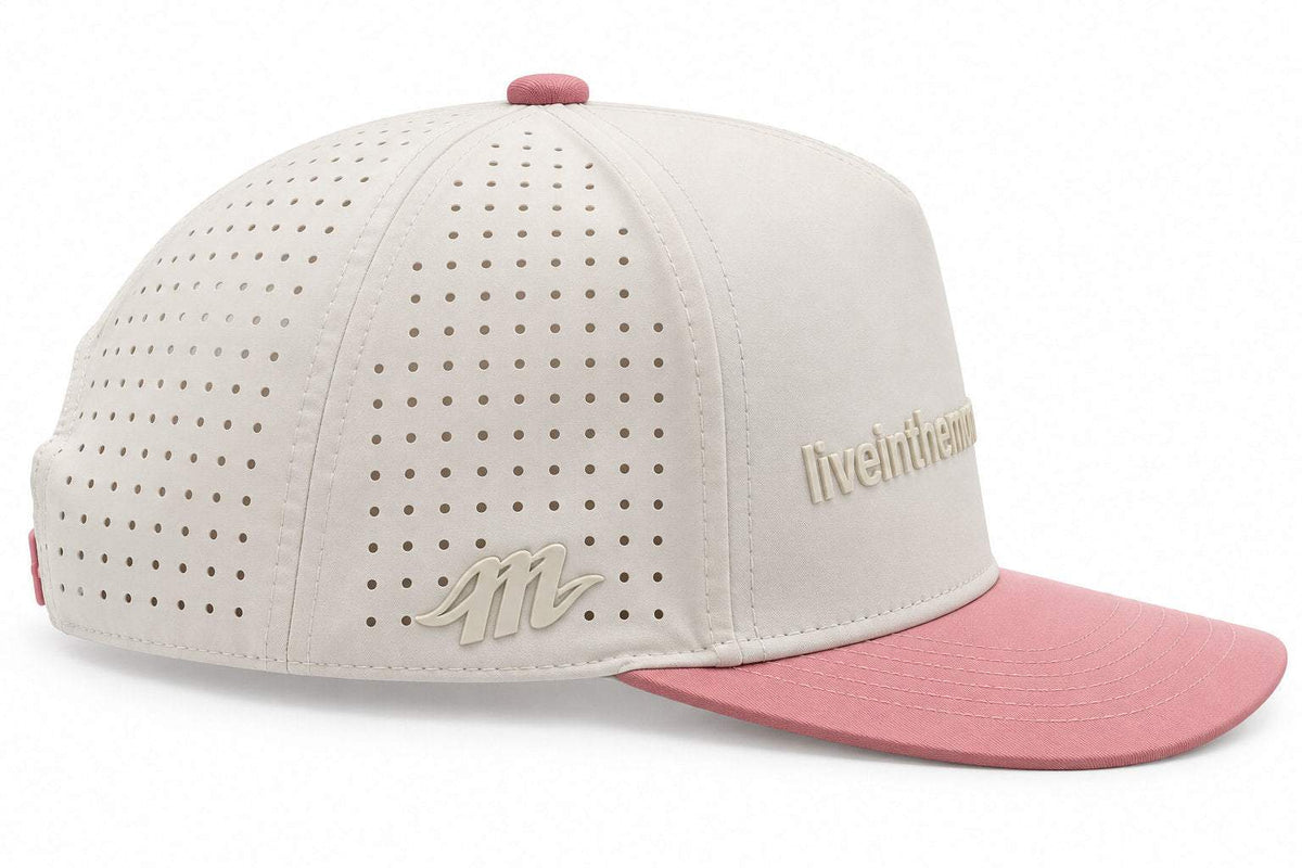 Ivory and dusty pink MOJA Kids Live in the Moment cap, side view
