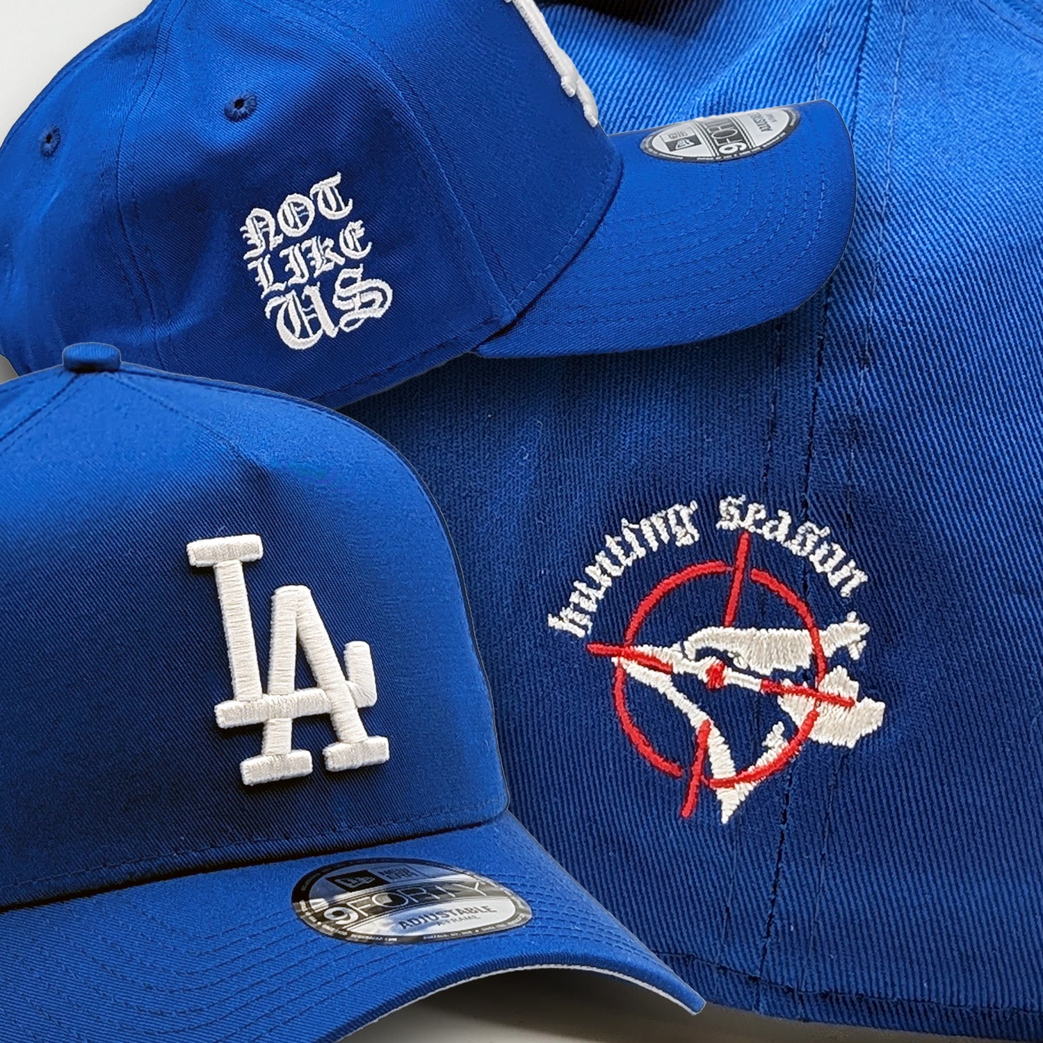 LA Dodgers - Not Like Us & hunting season - Custom 9Forty A-Frame Embroidered Baseball Hat