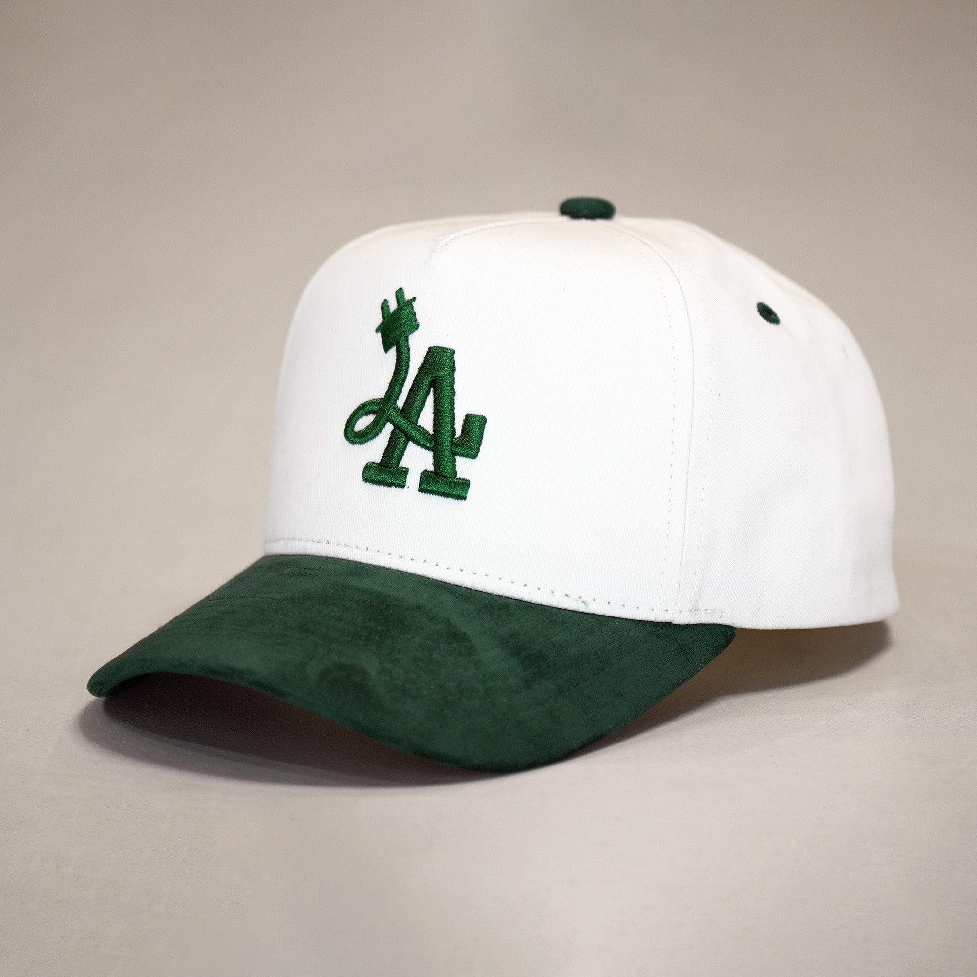 LA Plug - Deep Green/Off White Two Tone - Premium A-Frame Snapback