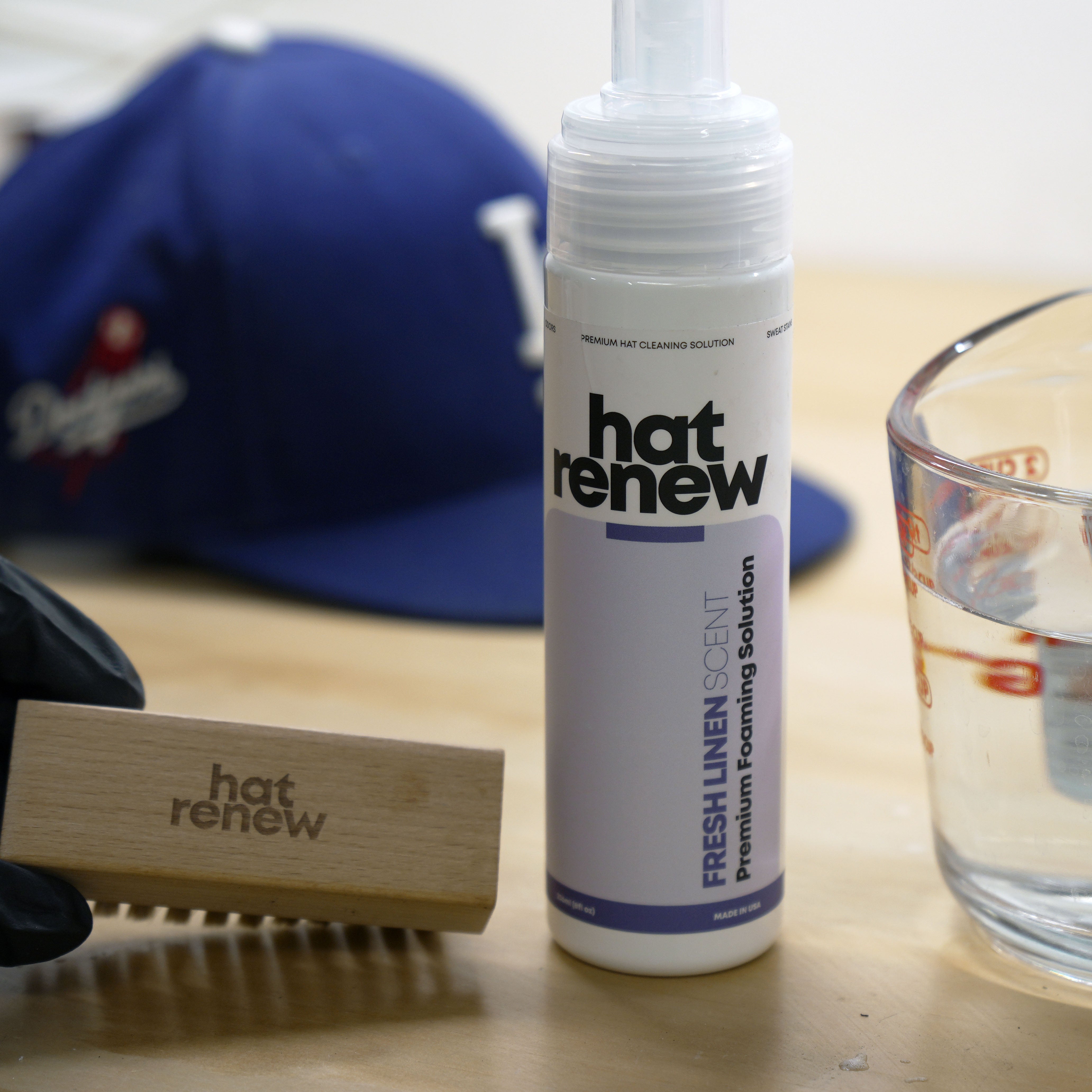 dip brush in water to activate foam