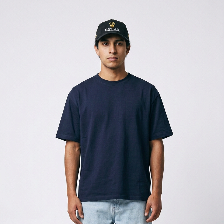 Relax - Premium Suede Snapback Hat in black, with gold embroidered lettering and a gold crown emblem on the front