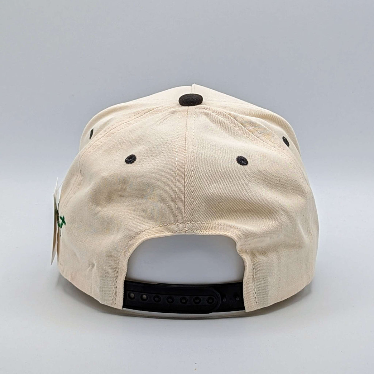 Relax - Premium Suede Snapback Hat in cream cotton with black eyelets and an adjustable black snapback closure