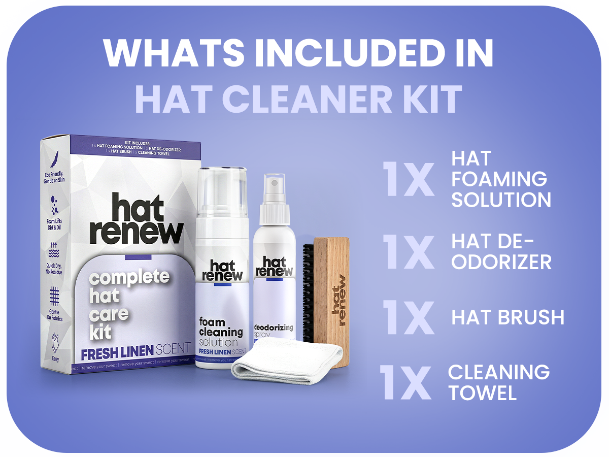 Hat Renew™ Foaming Hat Cleaner – Sweat Stain & Odor Remover (No Washing Machine Needed)