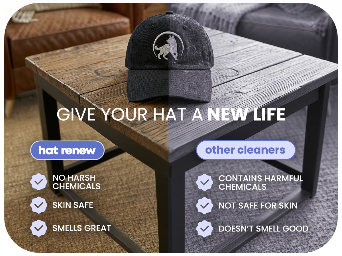 Hat Renew™ Foaming Hat Cleaner – Sweat Stain & Odor Remover (No Washing Machine Needed)