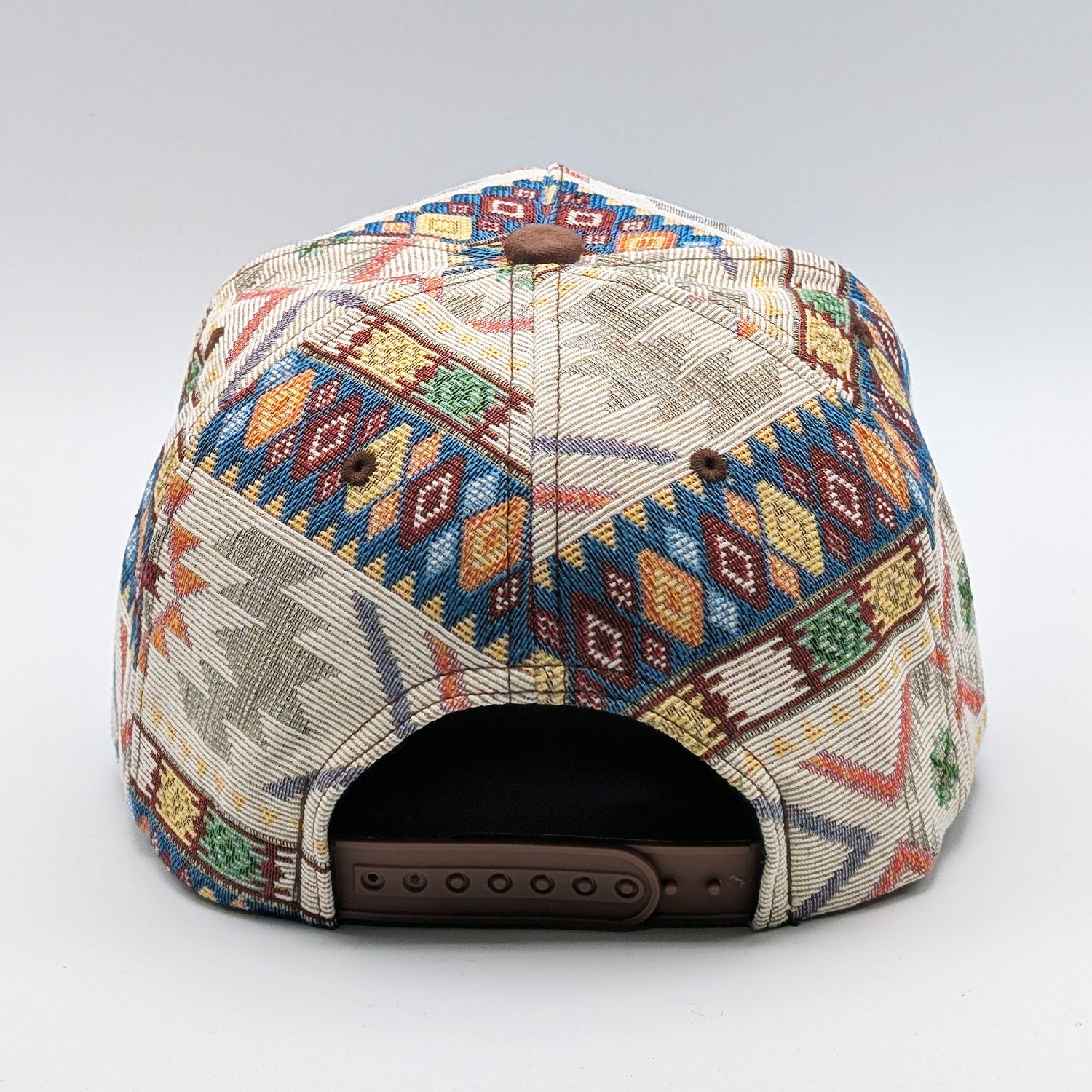 Jacquard Aztec Snapback Hat – Woven Pattern & Brown Suede Brim