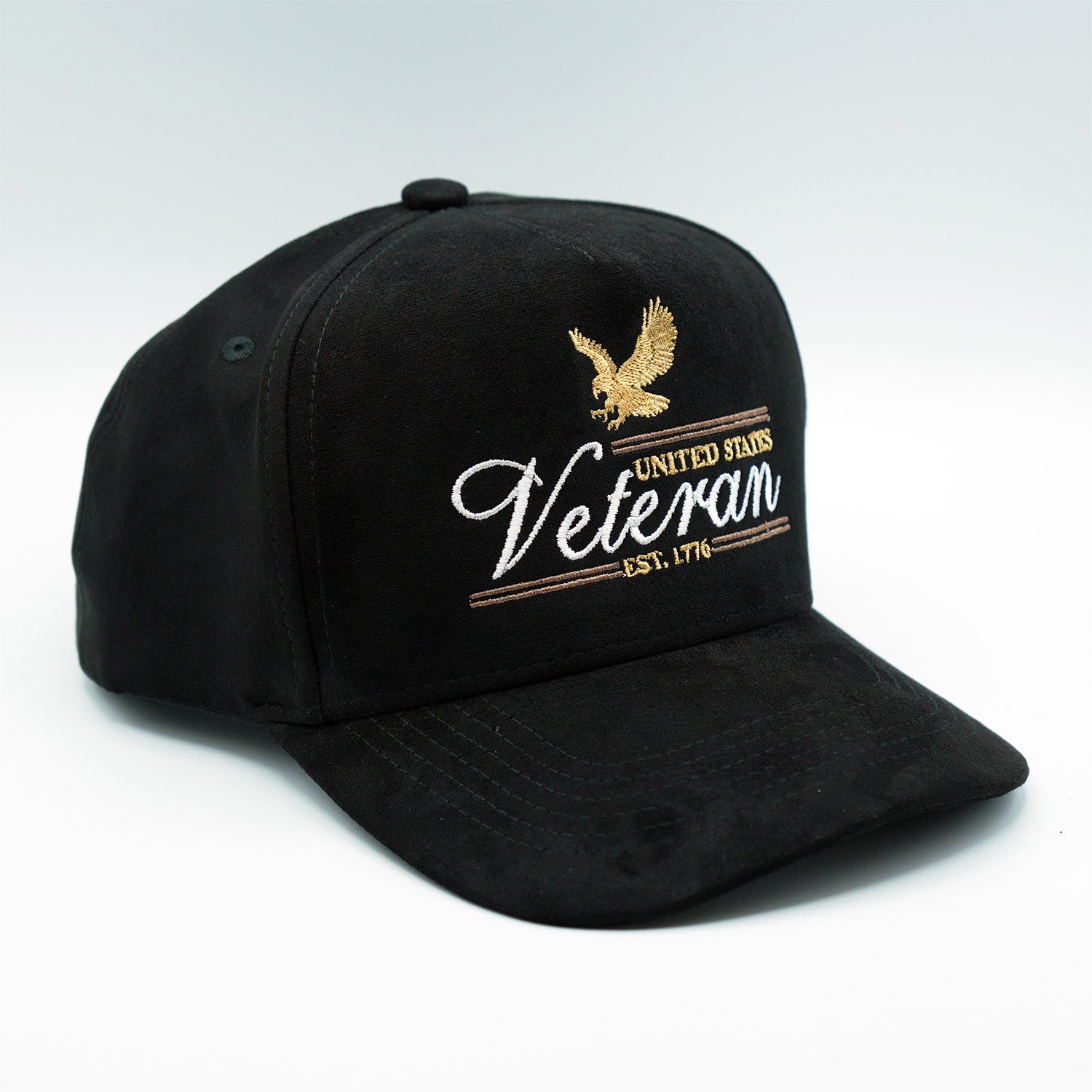 U.S. VETERAN - Premium Hat A-Frame Snapback Adjustable - Suede Feel Finish - 5 Panel