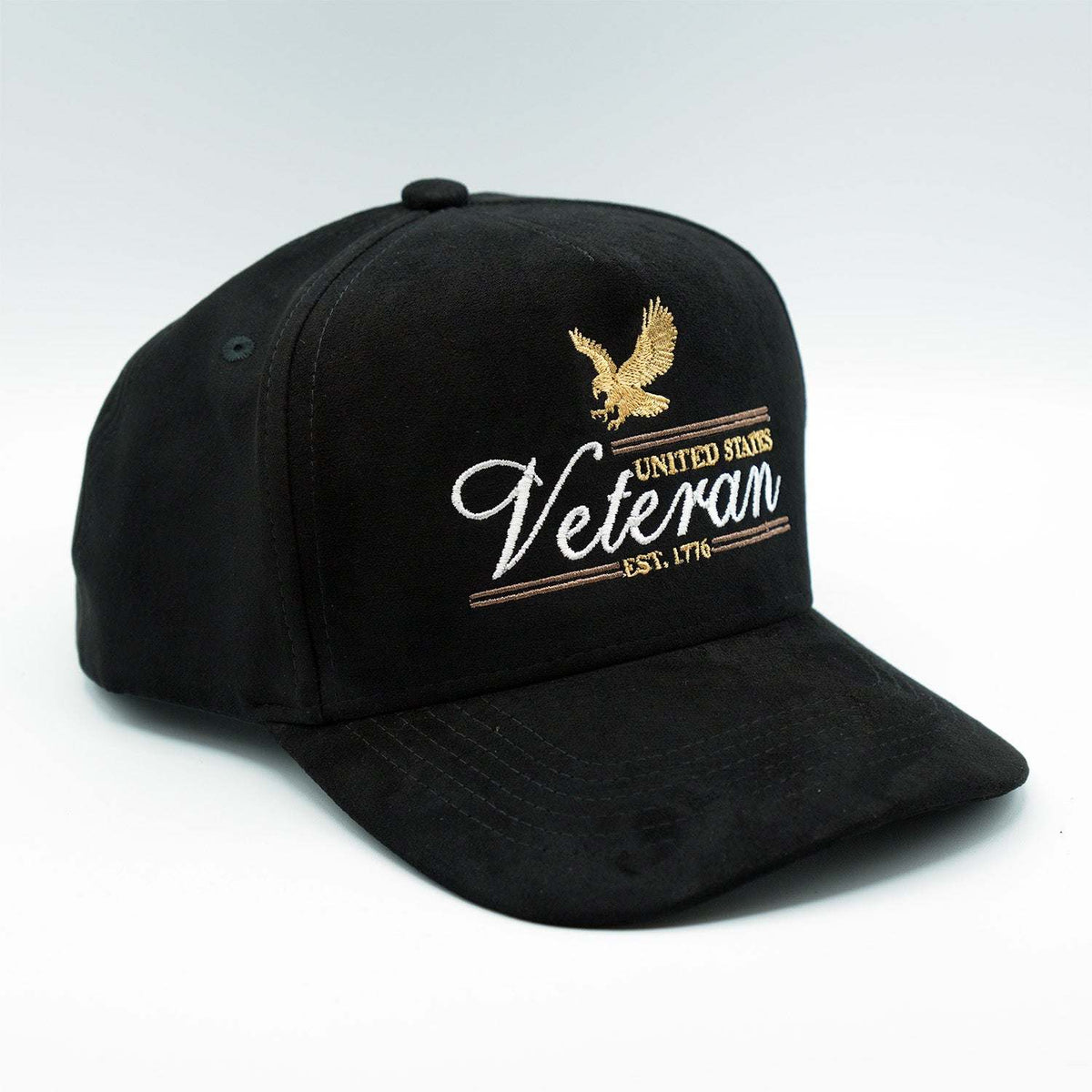 U.S. VETERAN - Premium Hat A-Frame Snapback Adjustable - Suede Feel Finish - 5 Panel
