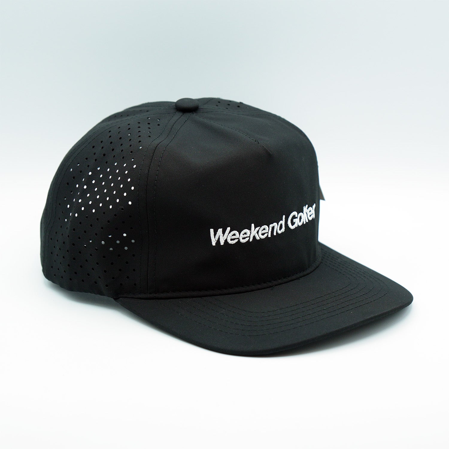 Lightweight polyester golf hat with laser cut ventilation