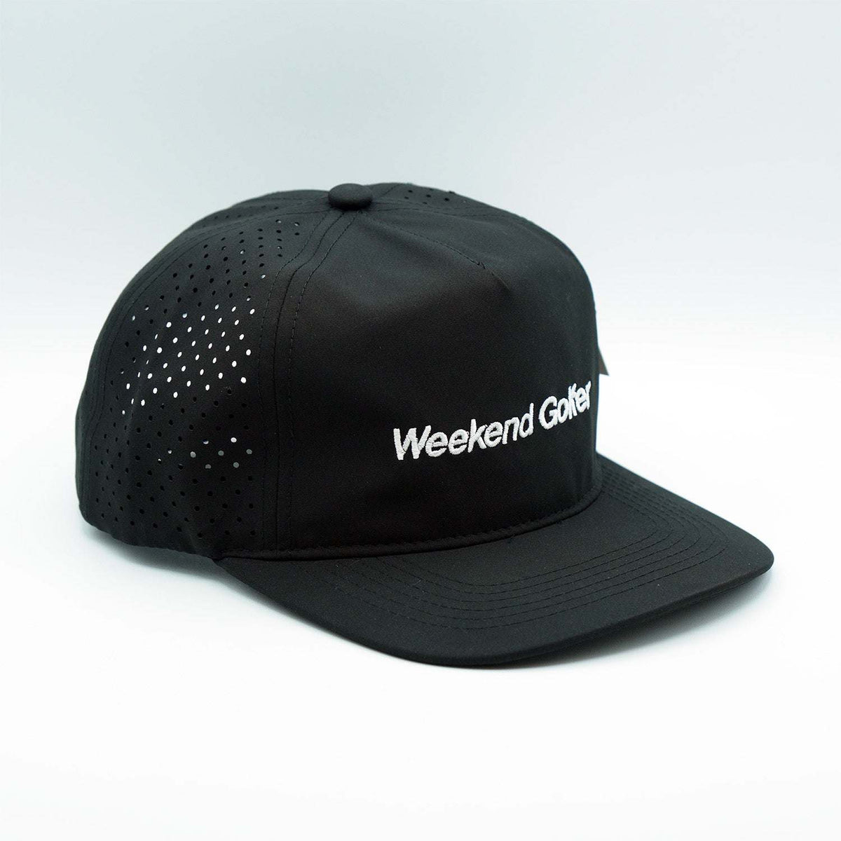 Lightweight polyester golf hat with laser cut ventilation