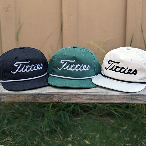 Titties - Titleist Golf Rope Hat | Funny | Parody | Masters | Snapback Hat