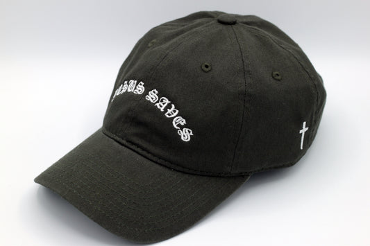 JESUS SAVES - Premium Dad Hat - With Cross on Side