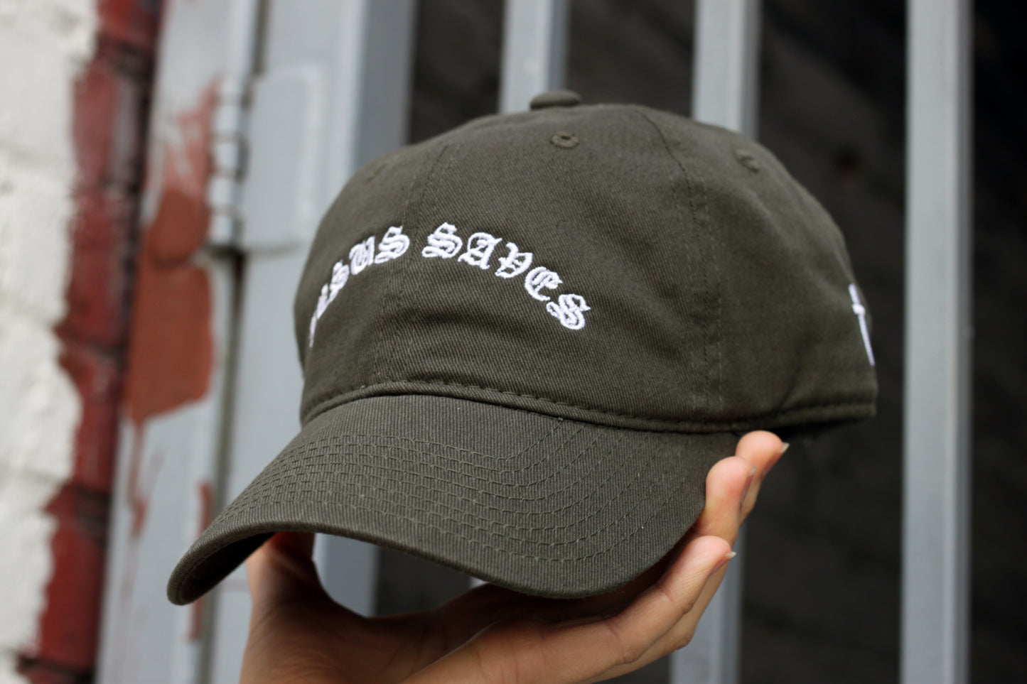 JESUS SAVES - Premium Dad Hat - With Cross on Side